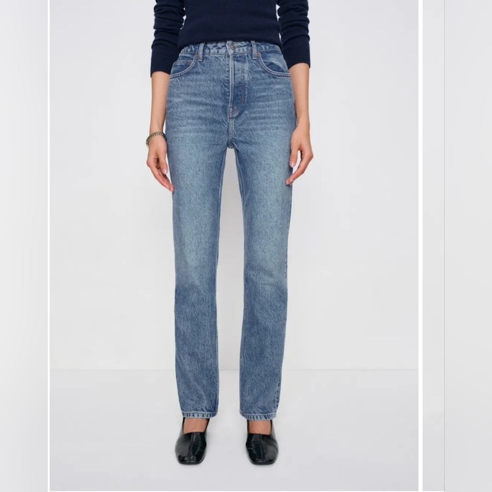 Reformation Cynthia High Rise Straight Long Jeans, Size 32